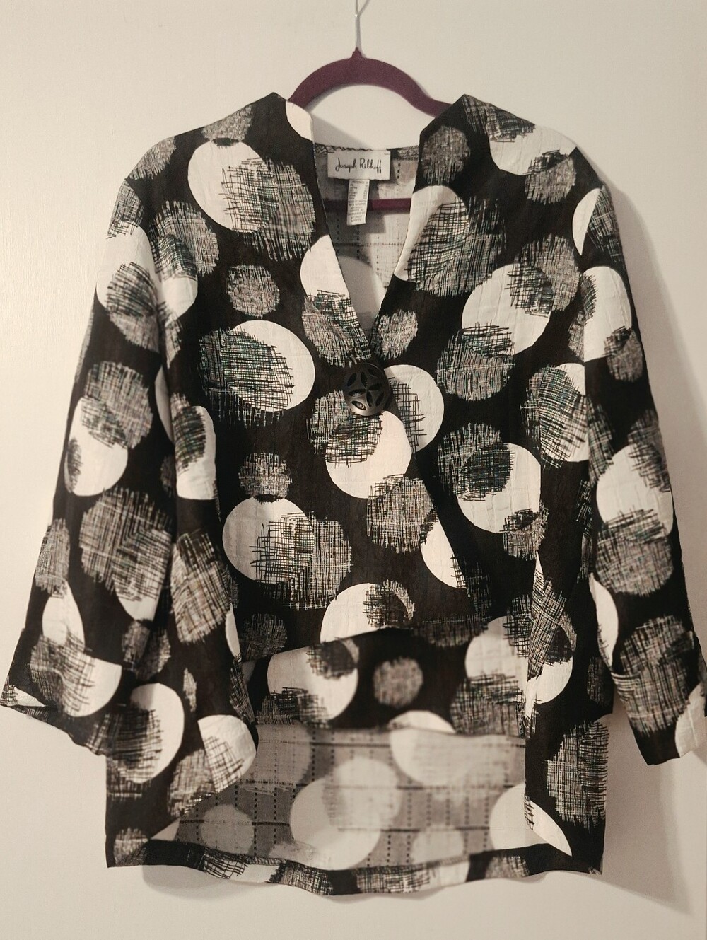 Joseph Ribkoff Asymmetrical Abstract Pattern Jacket - Picture 10 of 15
